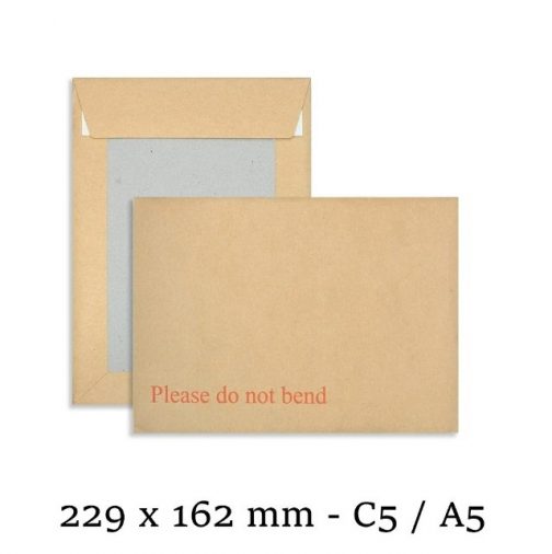 C5 A5 Hard Board Back Manilla Envelopes - 229 x 162 mm "Do Not Bend"