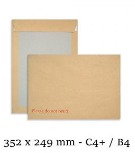 C4+ 352mm x 249mm Hard Board Back Manilla Envelopes “Do Not Bend” B4