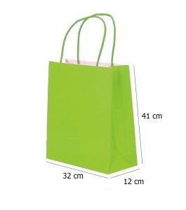 Large Green Kraft paper Party Gift carrier bags with Twisted Handles – 32 x 41 x 12 cm