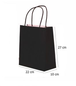 Small Black Kraft paper Party Gift carrier bags with Twisted Handles – 22 x 27 x 10 cm