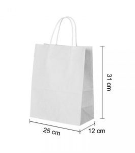 Medium White Kraft paper Party Gift carrier bags with Twisted Handles – 25 x 31 x 12 cm