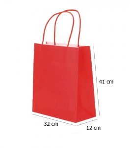 Large Red Kraft paper Party Gift carrier bags with Twisted Handles – 32 x 41 x 12 cm