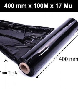 BLACK PALLET STRETCH SHRINK WRAP CAST PACKING CLING FILM – 400mm x 100M x 17Mu