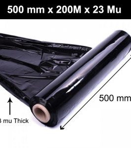 STRONG 23 MU ROLLS BLACK 500mm Wide PALLET STRETCH SHRINK WRAP CAST PACKING CLING FILM