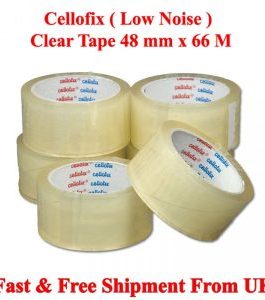 CELLOFIX CLEAR LOW NOISE PACKAGING TAPE 48MM 2″ X 66M