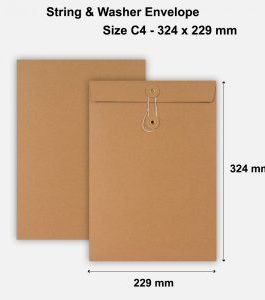 C4 Size String & Washer Envelopes Bottom Tie Manilla Brown Without Gusset