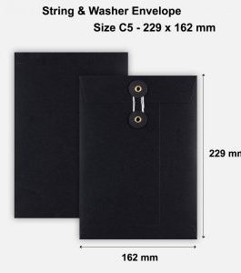 C5 Size String & Washer Envelopes Bottom Tie Black Without Gusset