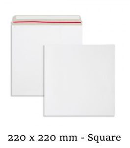 White All Board 220mm x 220mm Envelopes