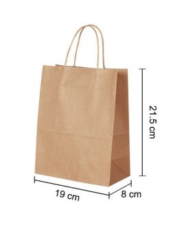 Brown Kraft Paper Food Carrier Bags 50Pcs With Handles Party Takeaway