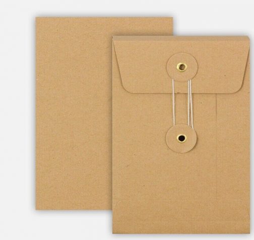 Brown String & Washer Envelopes Button Tie Manilla - 162 x 114 mm C6 Size