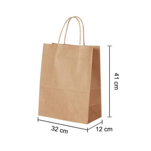 32 x 41 x 12 cm Size Brown Paper Party Gift Bags Take Away Twisted Handles