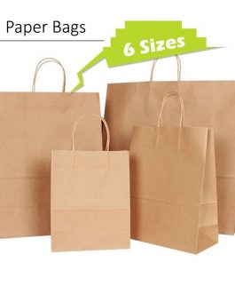 10 Brown Twist Handle Paper Party and Gift Carrier Bag / Bags Rope Handles