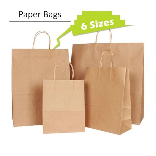 10 Brown Twist Handle Paper Party and Gift Carrier Bag / Bags Rope Handles