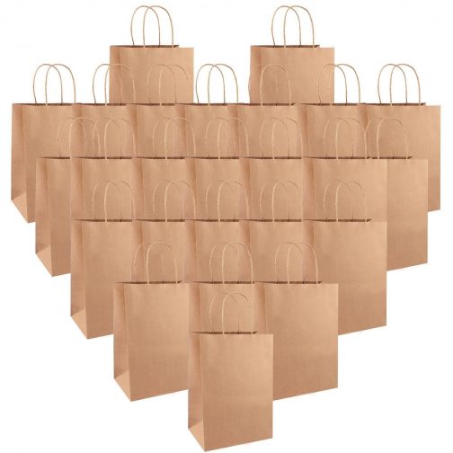 S M L Brown Color Kraft Paper Gift Party Carrier Bags With Twisted Handles - Image 2