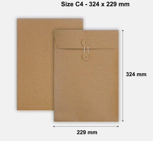 Quality String&Washer With Gusset Envelope Button Tie Manilla DL C4 C5 C6 - Image 2