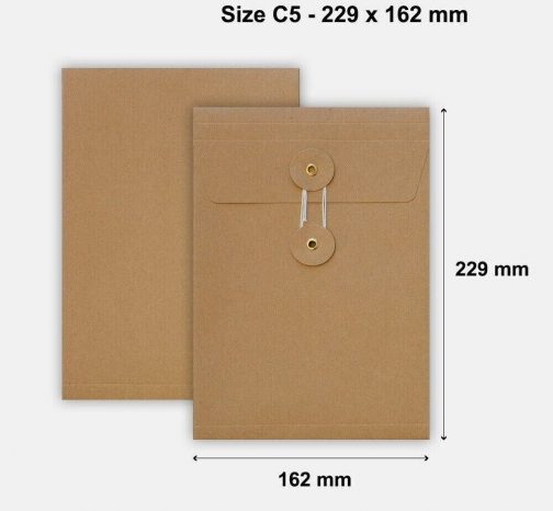 Quality String&Washer With Gusset Envelope Button Tie Manilla DL C4 C5 C6 - Image 3