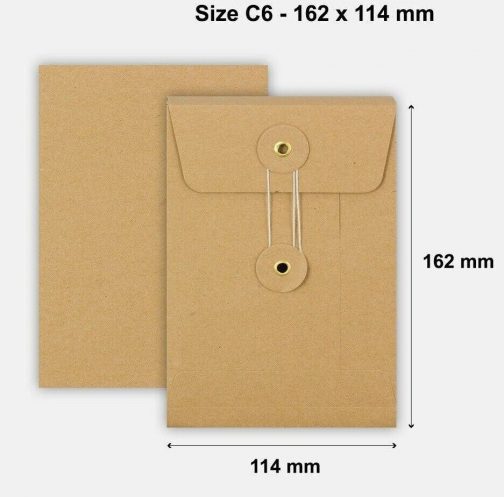 Quality String&Washer With Gusset Envelope Button Tie Manilla DL C4 C5 C6 - Image 4