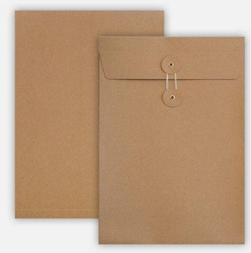 C4 Size Quality String & Washer Envelopes Button Tie Brown Manilla