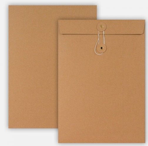 C4 Size Quality String & Washer Envelopes Button Tie Brown Manilla - Image 2