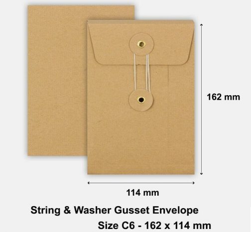 String and Washer Envelopes Button Tie Brown Manilla Cheap C6 Size Quality - Image 2