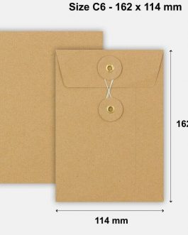 C6 Size Quality String and Washer Envelopes Button Tie Brown Manilla