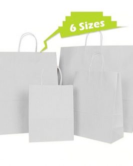 Twist Handle Paper Party and Gift Carrier Bag / Bags Rope Handles 50 White