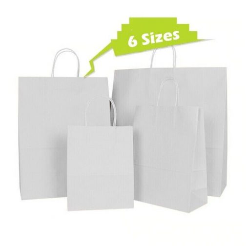 Twist Handle Paper Party and Gift Carrier Bag / Bags Rope Handles 50 White