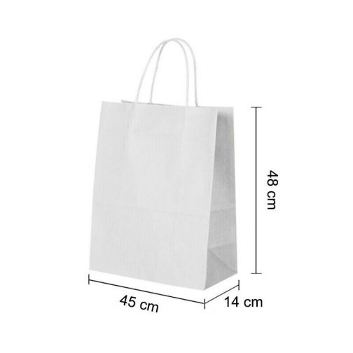Twist Handle Paper Party and Gift Carrier Bag / Bags Rope Handles 50 White - Image 4