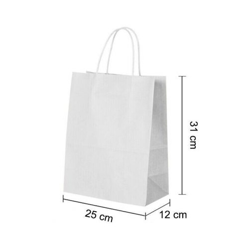 Twist Handle Paper Party and Gift Carrier Bag / Bags Rope Handles 50 White - Image 7
