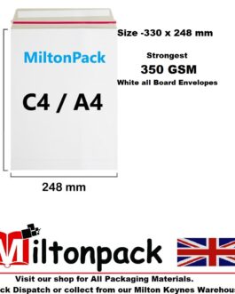 A4 (324×229 mm) White Board Envelopes with Peel & Seal Strip