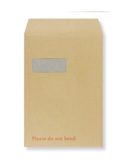 C4 Manilla Window Board Back Envelopes 324 x 229mm - Please Do Not Bend